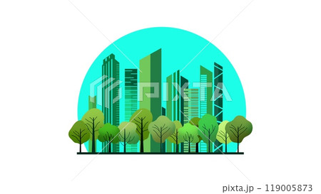 Green city concept , green town with trees, Ecological city and environment conservation, Eco friendly, Green Cities Campaign promoting sustainable urban planning in an Earth day theme 119005873