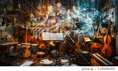 A whimsical music studio filled with world...のイラスト素材 [119006403] - PIXTA