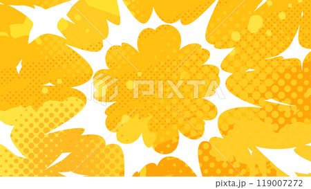 アメコミ風_放射状の衝撃のエフェクトの背景イラスト_黄色_16:9 アメコミ風_放射状の衝撃のエフェクトの背景イラスト_黄色_16:9 119007272