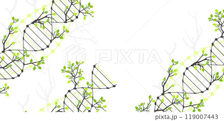 Scientific medical background with abstract image of dna molecule and tree branches. Hand drawn vector illustration. 119007443