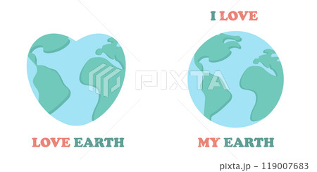 I love my Earth design set. Earth day ecology sticker, icon or gift card. Isolated environmental designs with lettering phrases. I love my Earth design set. Earth day ecology sticker, icon or gift card. Isolated environmental designs with lettering phrases. 119007683