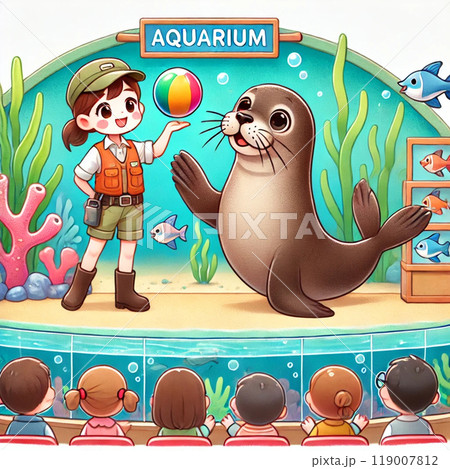 可愛い水族館のアシカショー 119007812