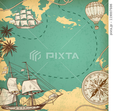 Vintage marine background with ship 119007886