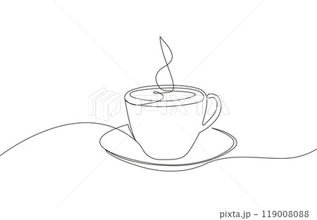 continuous line drawing of a coffee cup, showcasing minimalist and elegant design. The simple yet artistic rendering captures the essence of a coffee break with clean lines and a modern aesthetic. continuous line drawing of a coffee cup, showcasing minimalist and elegant design. The simple yet artistic rendering captures the essence of a coffee break with clean lines and a modern aesthetic. 119008088