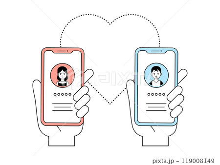マッチングアプリ 男女 イラスト素材 119008149