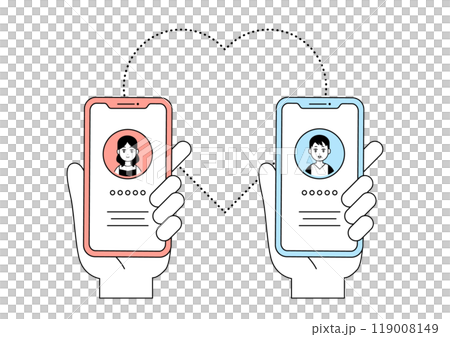 マッチングアプリ 男女 イラスト素材 119008149