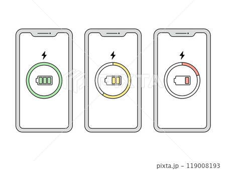 スマートフォン 充電 イラスト素材 119008193