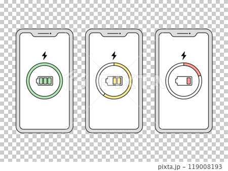 スマートフォン 充電 イラスト素材 119008193