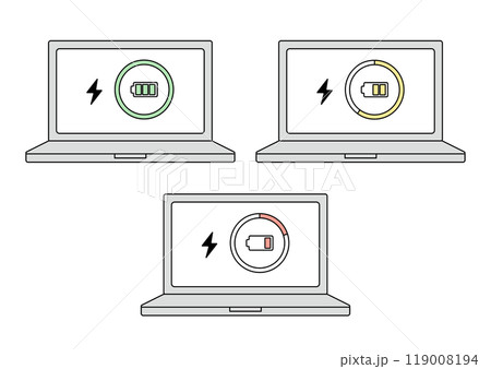 ノートパソコン 充電 イラスト素材 119008194