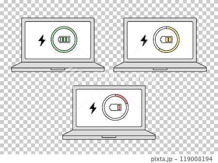 ノートパソコン 充電 イラスト素材 119008194
