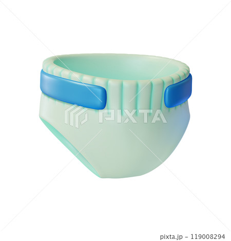 3d Baby Diaper Newborn Care Accessory Concept Cartoon Design Style Isolated on a White Background. Vector illustration of Nappy 3d Baby Diaper Newborn Care Accessory Concept Cartoon Design Style Isolated on a White Background. Vector illustration of Nappy 119008294