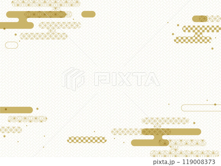 和風  エ霞 金色 グラフィック フレーム 背景素材 119008373