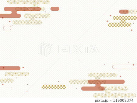 和風  エ霞 赤 グラフィック フレーム 背景素材 119008374