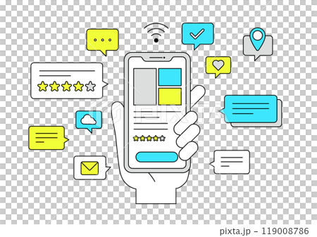 Smartphone app illustration material 119008786