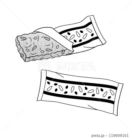 two cereal bars, one in the package, one opened 119009101