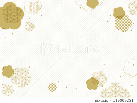 和風  花 金色 グラフィック フレーム 背景素材 119009251