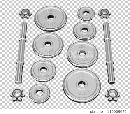 Parts of cast iron chrome Adjustable Dumbbel, rod handle, weight plates Parts of cast iron chrome Adjustable Dumbbel, rod handle, weight plates 119009673