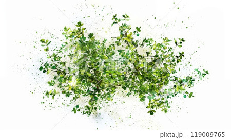 This artwork features an array of lush green plants rendered in watercolour, capturing the delicate beauty of nature with vibrant details and textures on a clean white backdrop This artwork features an array of lush green plants rendered in watercolour, capturing the delicate beauty of nature with vibrant details and textures on a clean white backdrop 119009765