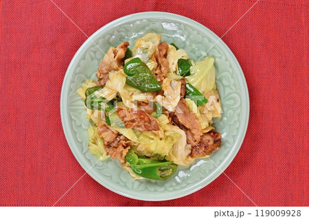 回鍋肉、ホイコーロー、中華料理、キャベツとピーマンと豚バラ肉の中華炒め。 119009928
