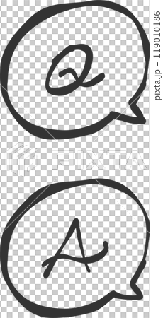 Hand drawn monochrome Q&A speech bubble set 119010186
