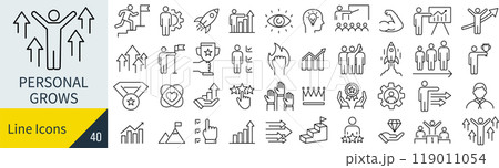 自己成長に関するアイコンセット 自己成長に関するアイコンセット 119011054