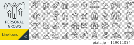 自己成長に関するアイコンセット 自己成長に関するアイコンセット 119011054