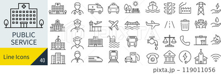 公共サービスに関するアイコンセット 119011056