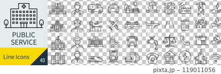 公共サービスに関するアイコンセット 119011056
