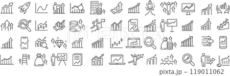 ベクターでモノクロの上昇に関する線画アイコンセット 119011062