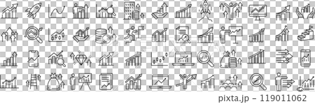 Set of monochrome line icons about ascent in vector Set of monochrome line icons about ascent in vector 119011062