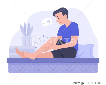 Man Suffering from Leg Cramp for Physical Symptom and Healthcare Concept Illustration 119011069