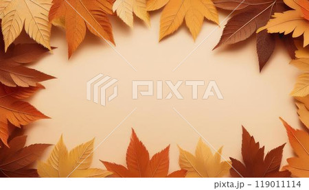 紅葉した落ち葉で作ったフレームデザイン 119011114