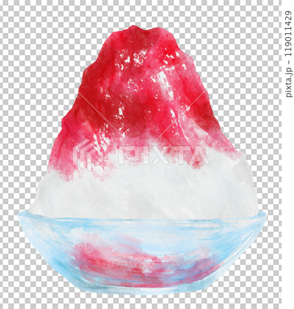 Watercolor strawberry flavored shaved ice 119011429