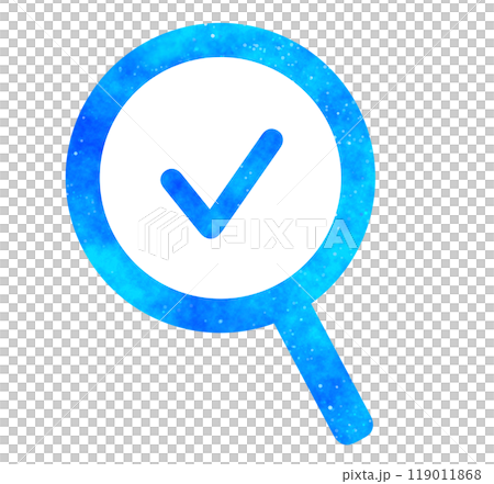 藍色星空 | 帶複選標記的放大鏡 119011868