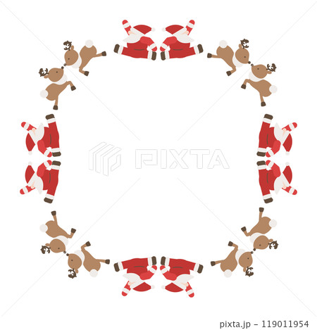 サンタとトナカイのクリスマス四角フレーム 119011954