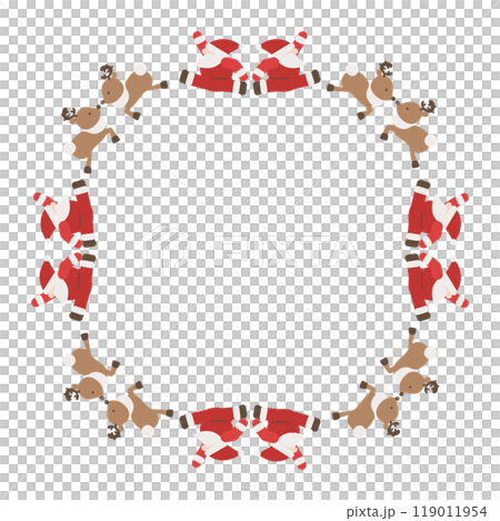 Santa and reindeer Christmas square frame Santa and reindeer Christmas square frame 119011954