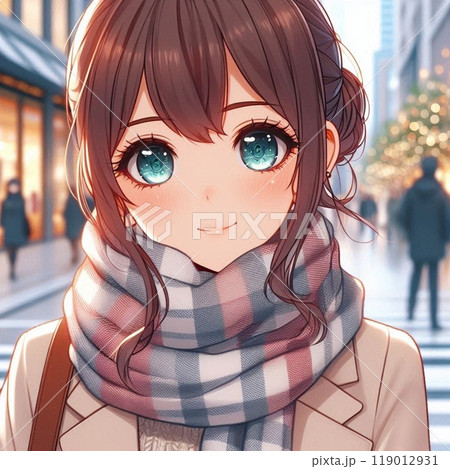 冬の街中にいるおしゃれで可愛い女の子 119012931