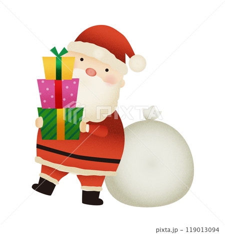 プレゼントを持ったサンタクロースのイラスト プレゼントを持ったサンタクロースのイラスト 119013094