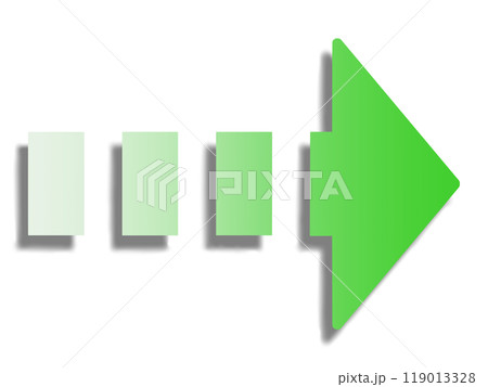 緑系グラデーションの点線矢印（線画なし・影あり） 119013328