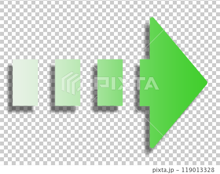 緑系グラデーションの点線矢印（線画なし・影あり） 119013328
