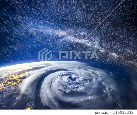 超上空から見た台風のイメージ素材 超上空から見た台風のイメージ素材 119013332