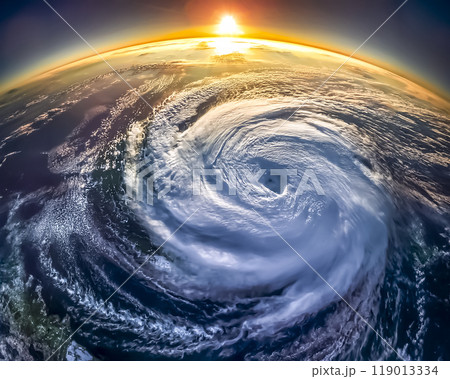 超上空から見た台風のイメージ素材 119013334