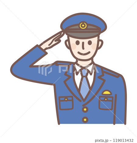 敬礼をする男性警官 119013432