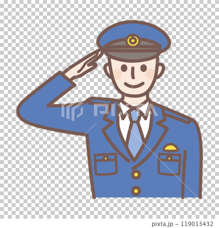 敬礼をする男性警官 119013432