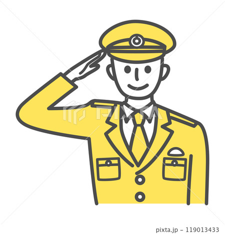 敬礼をする男性警官 119013433