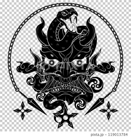 Japanese traditional demon with snake 119013784