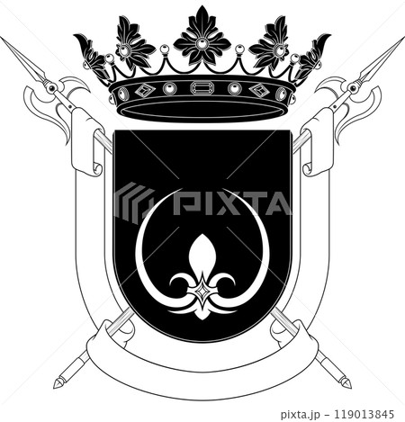 Medieval coat of arms with crown Medieval coat of arms with crown 119013845