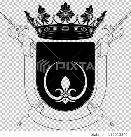 Medieval coat of arms with crown Medieval coat of arms with crown 119013845