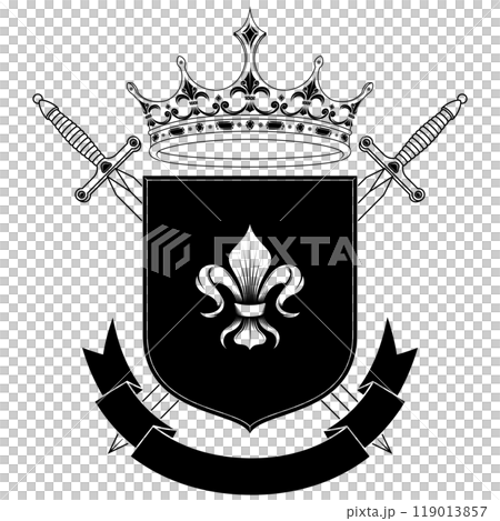 Medieval coat of arms with crown 119013857