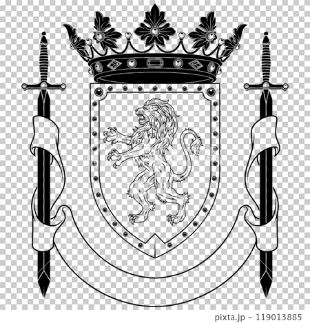 Medieval Coat of Arms with rampant lion 119013885